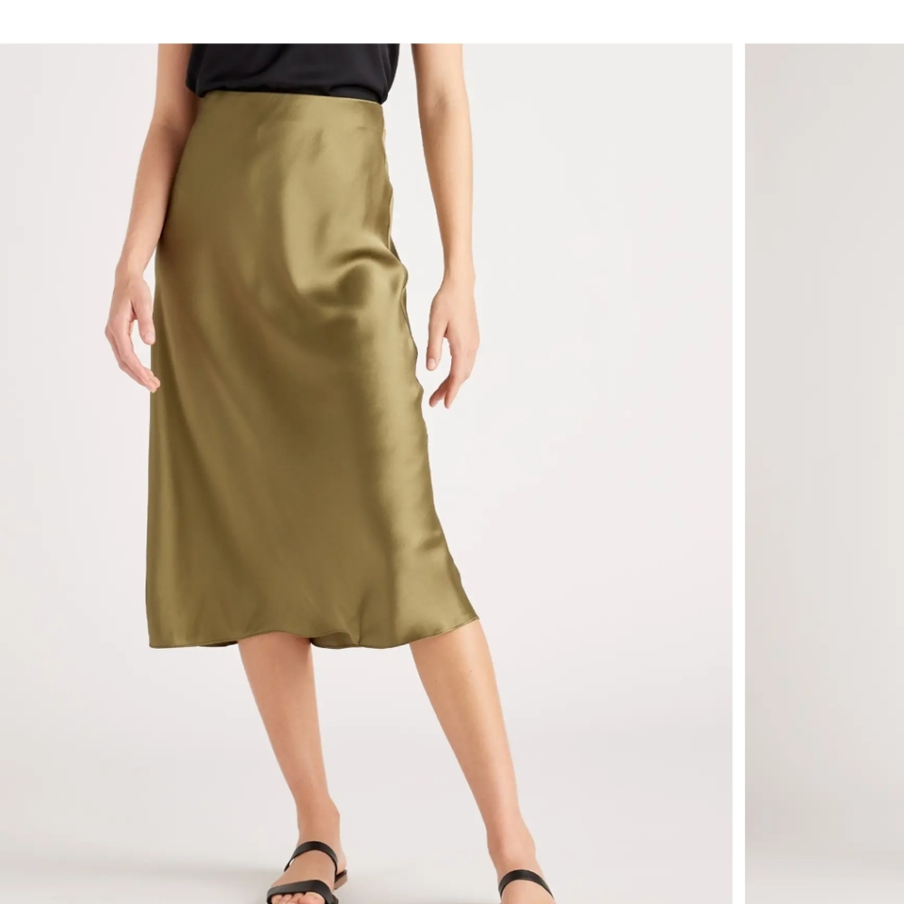 100% silk washable midi skirt